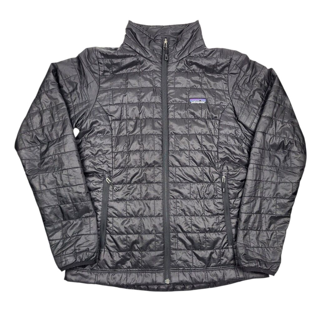 Patagonia Nano Puff Jacket Womens Medium Black Quilted Full Zip